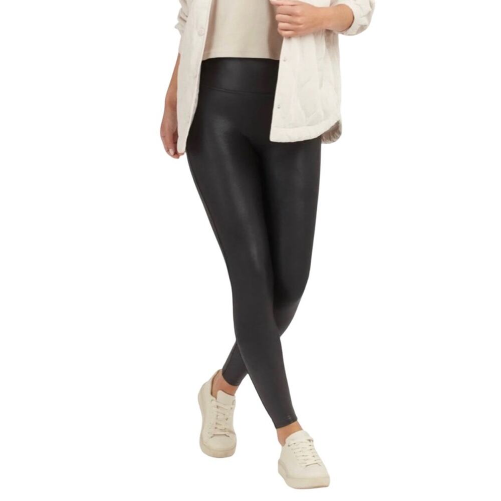 SPANX Faux Leather Black Leggings MEDIUM